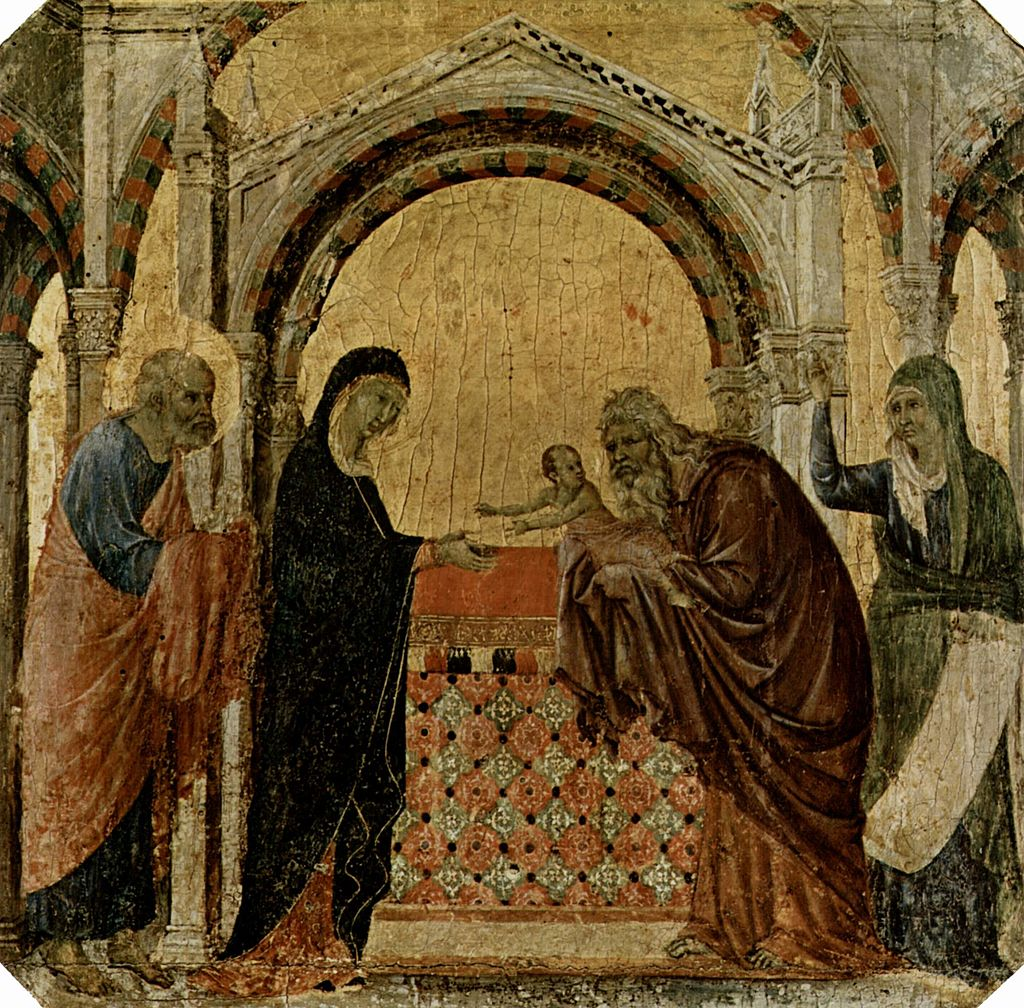 Дуччо. «Сретение». «Маэста», фрагмент, 1308—1311. Музей Опера-дель-Дуомо, Сиена