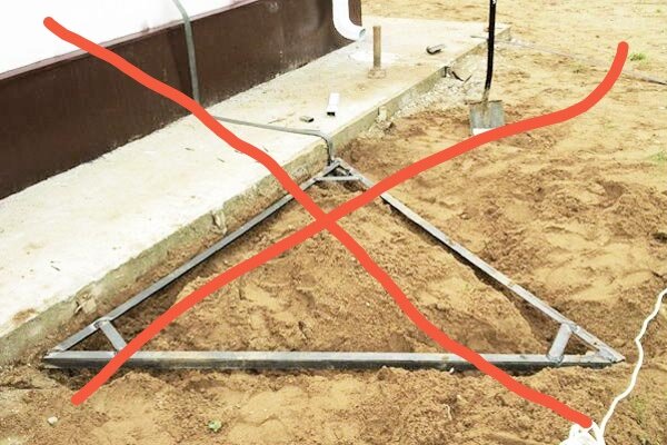 Заземление на этом фото не совсем верное, малая глубина залегания. Грунт желательно не песок. Грунт должен быть влажный для низкого сопротивления. Подробнее далее... 