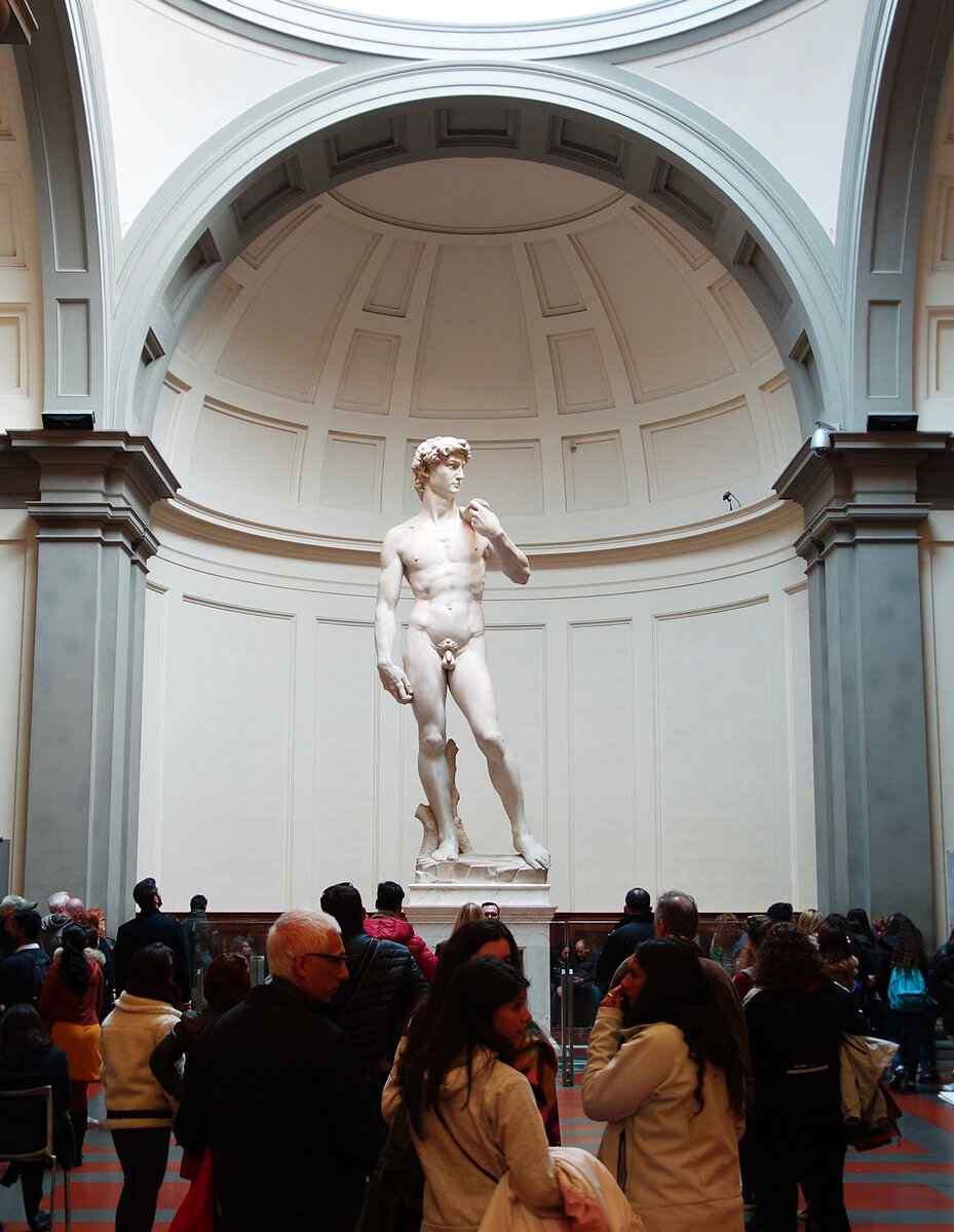 Давид Микеланджело. Подлинник находится в Академии художеств во Флоренции, Италия. Копия на площади Синьории установлена в 1910.