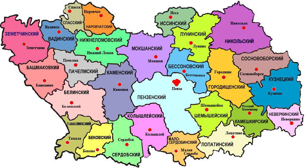 Карта Пензенской области с районами. Карта Пензенской области по районам. Границы Пензенской области на карте. Пенза область карта районов. Пенза местоположение