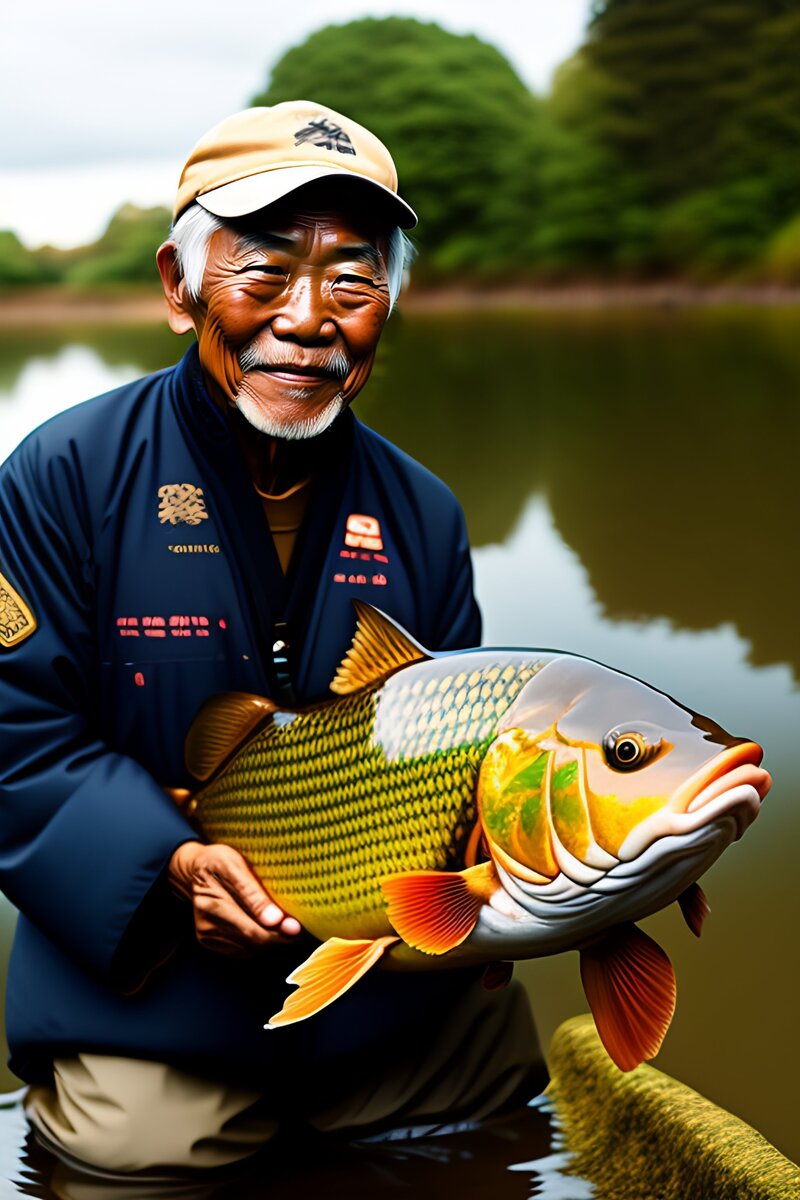 Японский старик и карп