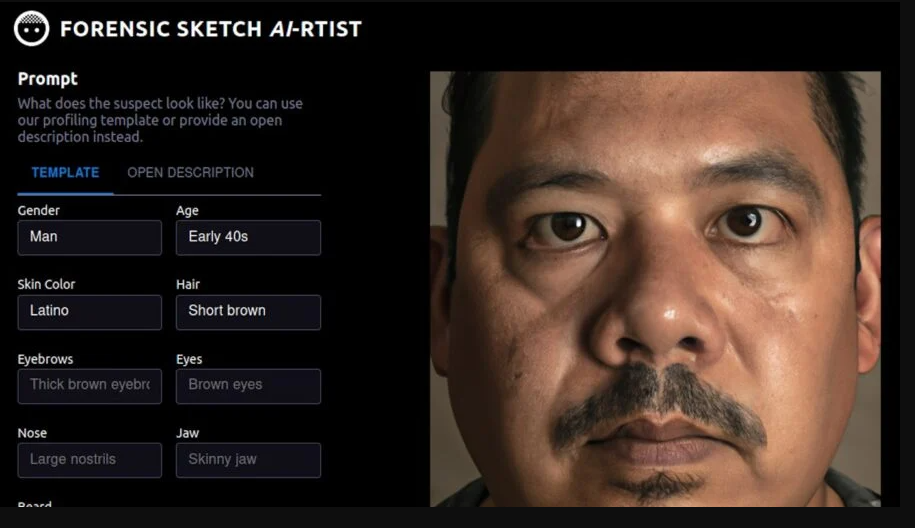    SCREENSHOT OF FORENSIC SKETCH AI-RTIST BY SASHA LUCCIONI