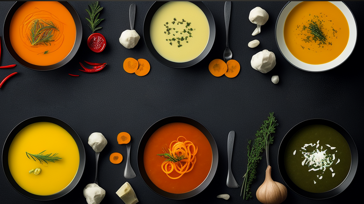 Фото первых блюд на столе.