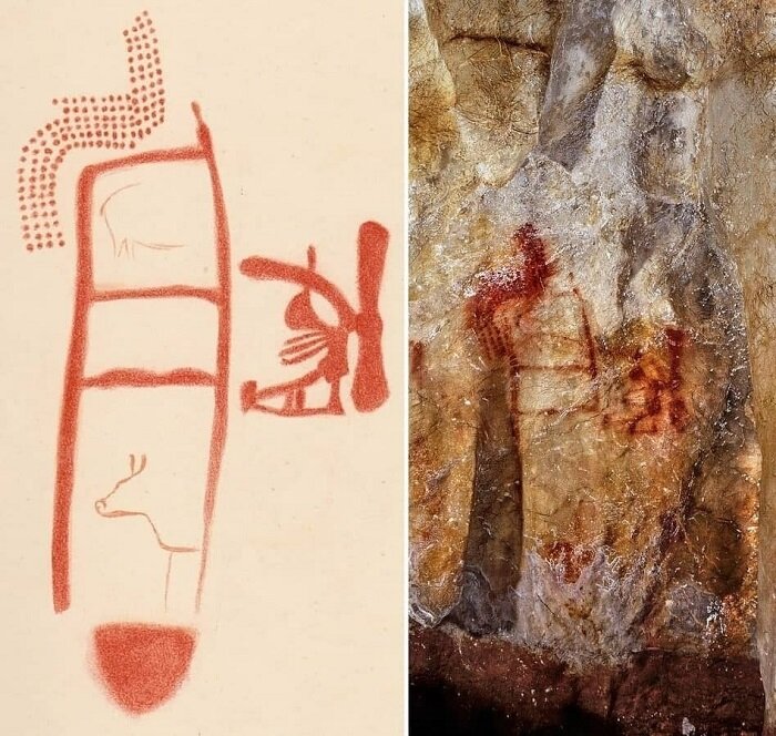 Изображение Яндекс Картинки. Рисунок из из пещеры Ла-Пасьега. Символ красной лестницы