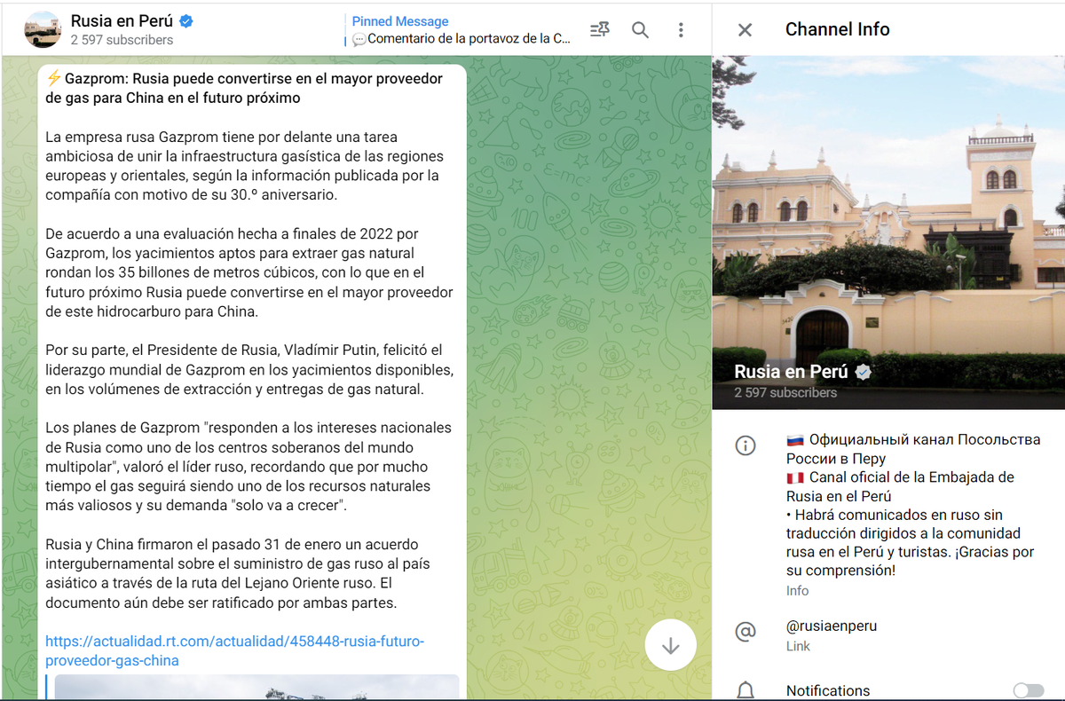 канал Rusia en Peru