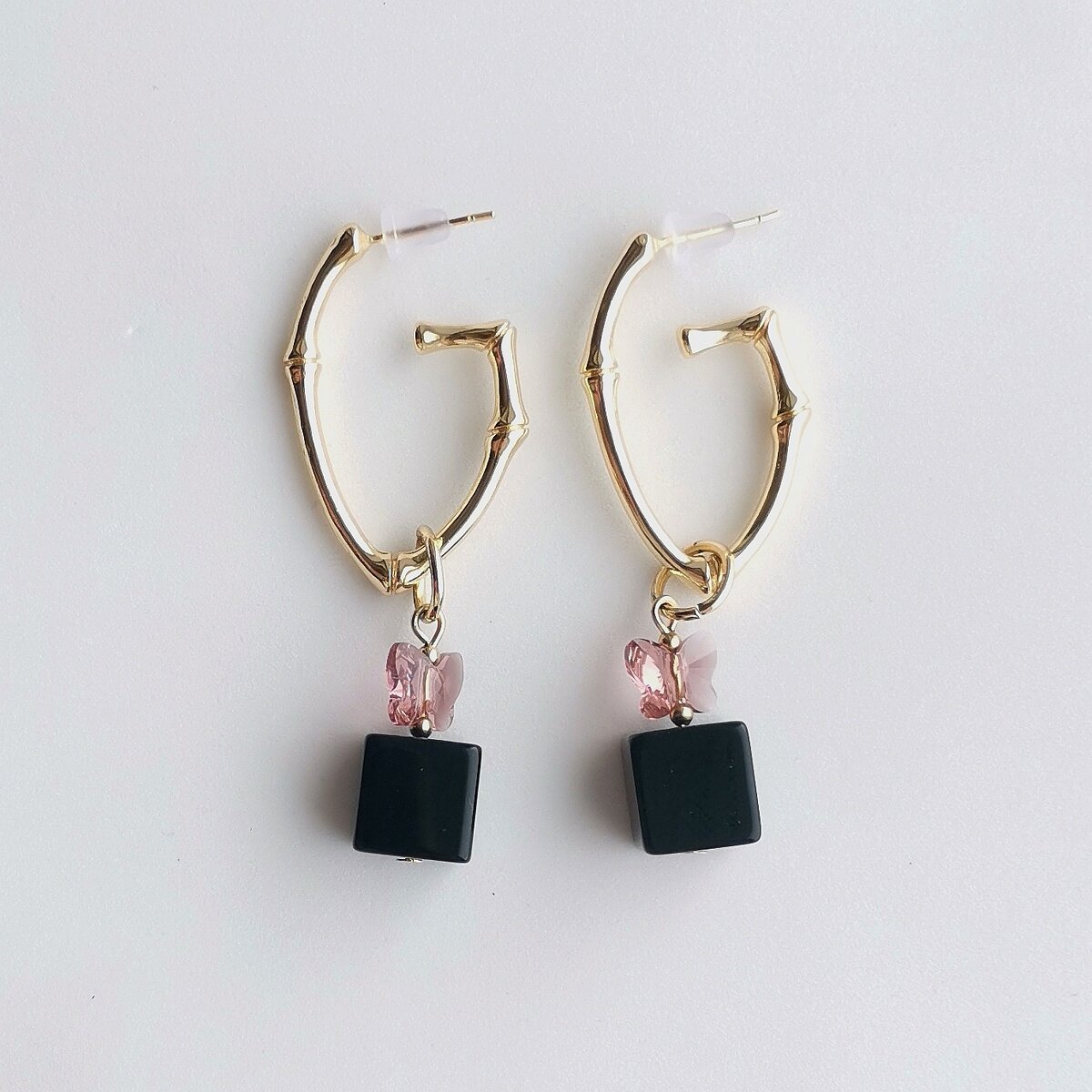 Серьги с подвесками из натурального чёрного агата, дизайн LARA.FA jewelry