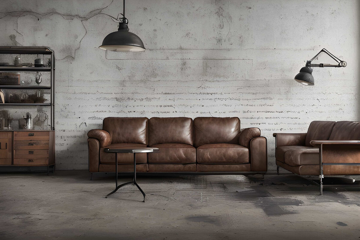 Гостиная в индустриальном стиле. 