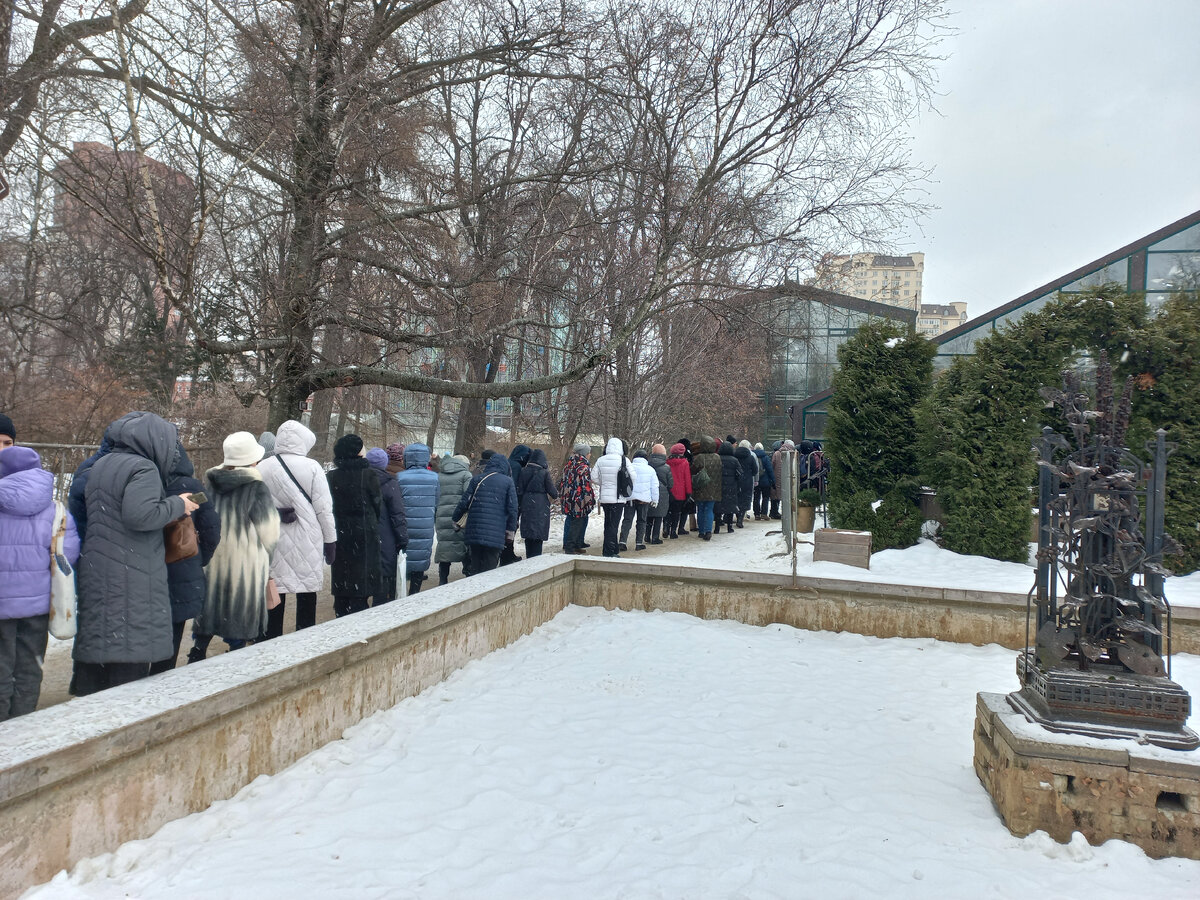 А это очередь дальше - от угла и до входа в оранжерею почти