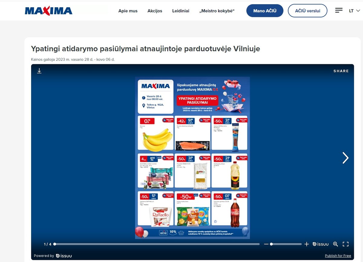 Скриншот maxima.lt 