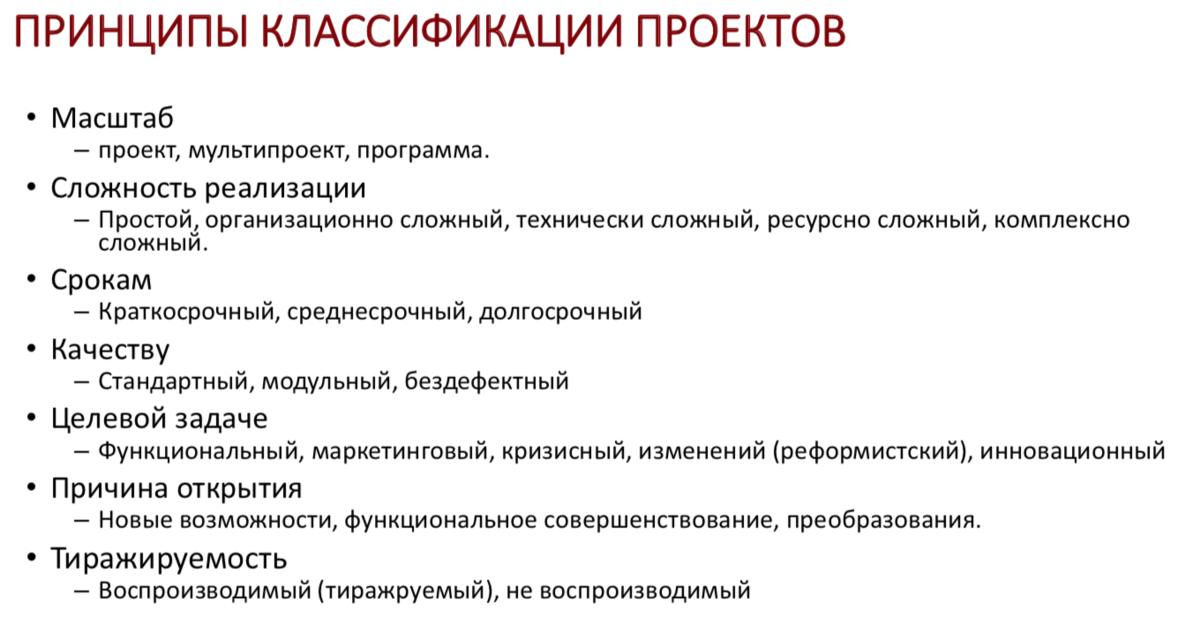 Классификация проектов по содержанию - Basanova.ru