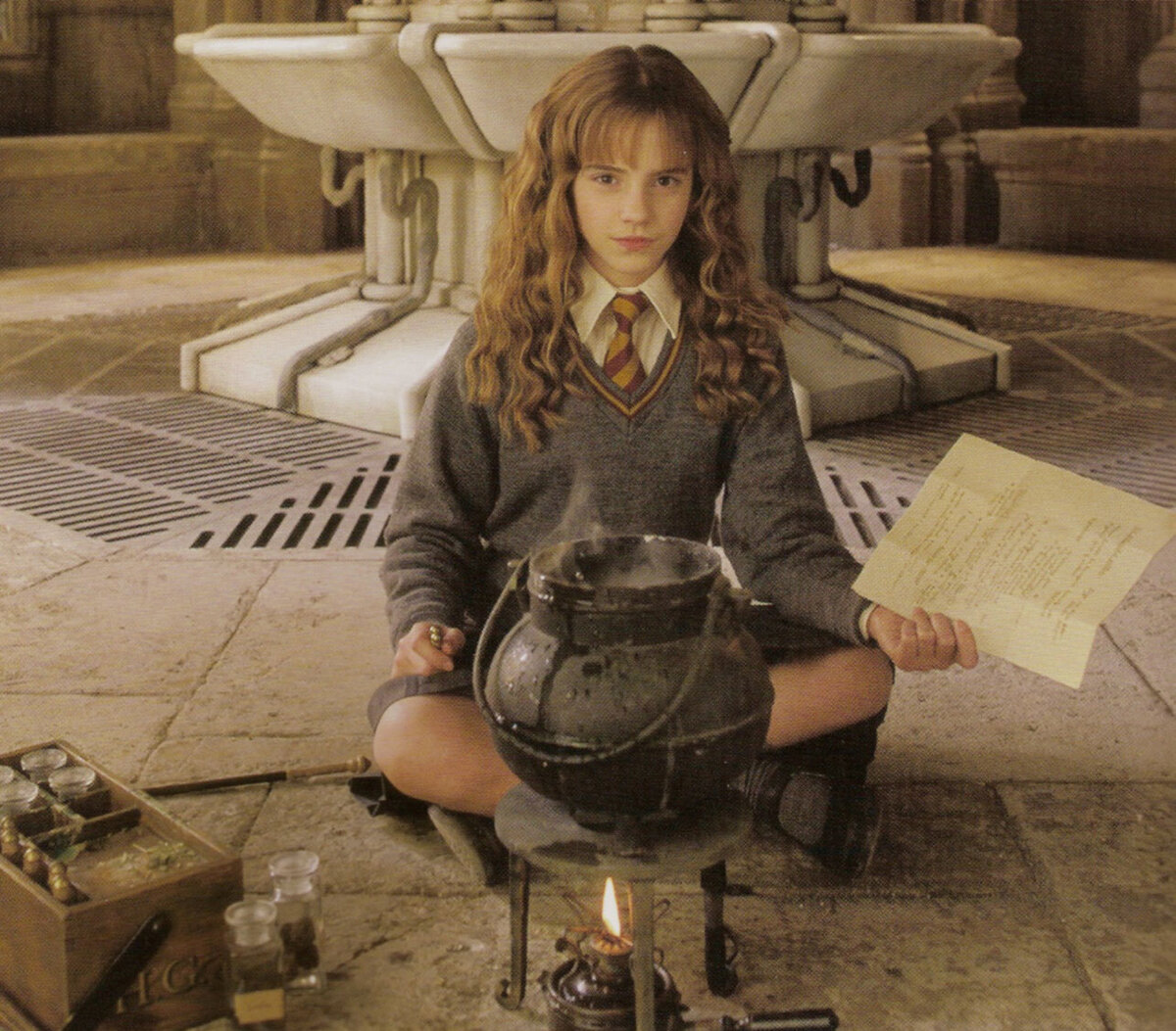 Изображение Гермионы Грейнджер, играющей в шахматы в Гарри Поттере