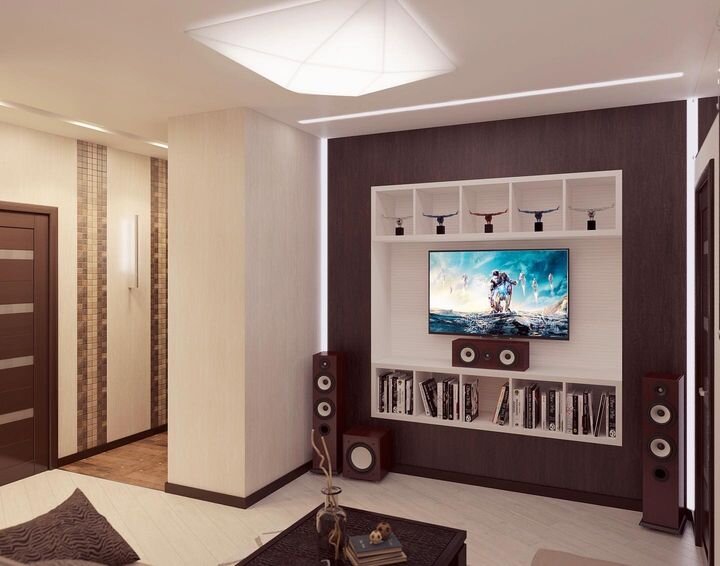 Гостиная и холл в стиле контемпорари