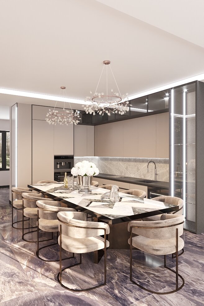 Визуализация кухни. Дизайн-проект студии Zimina Interiors 