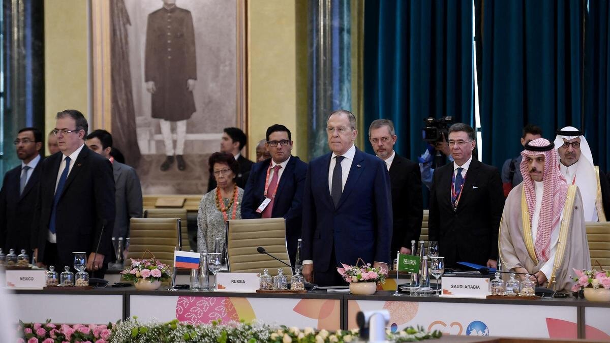    Глава МИД РФ Сергей Лавров на встрече министров G20:Olivier Douliery/POOL/AFP via Getty Images