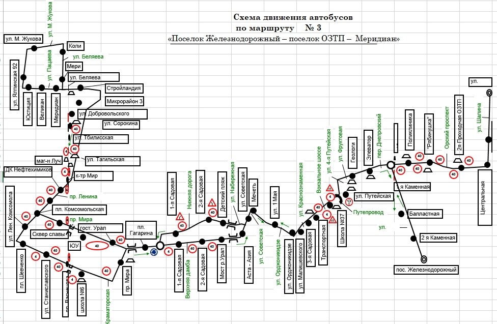 Схема маршрута 55 орск