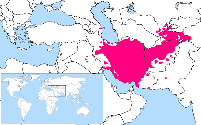 Карта распространения персидского языка