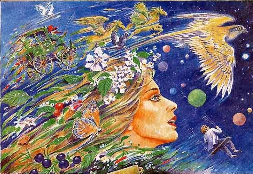 Иллюстрация к пластинке А. Суханова "Зелёная карета"