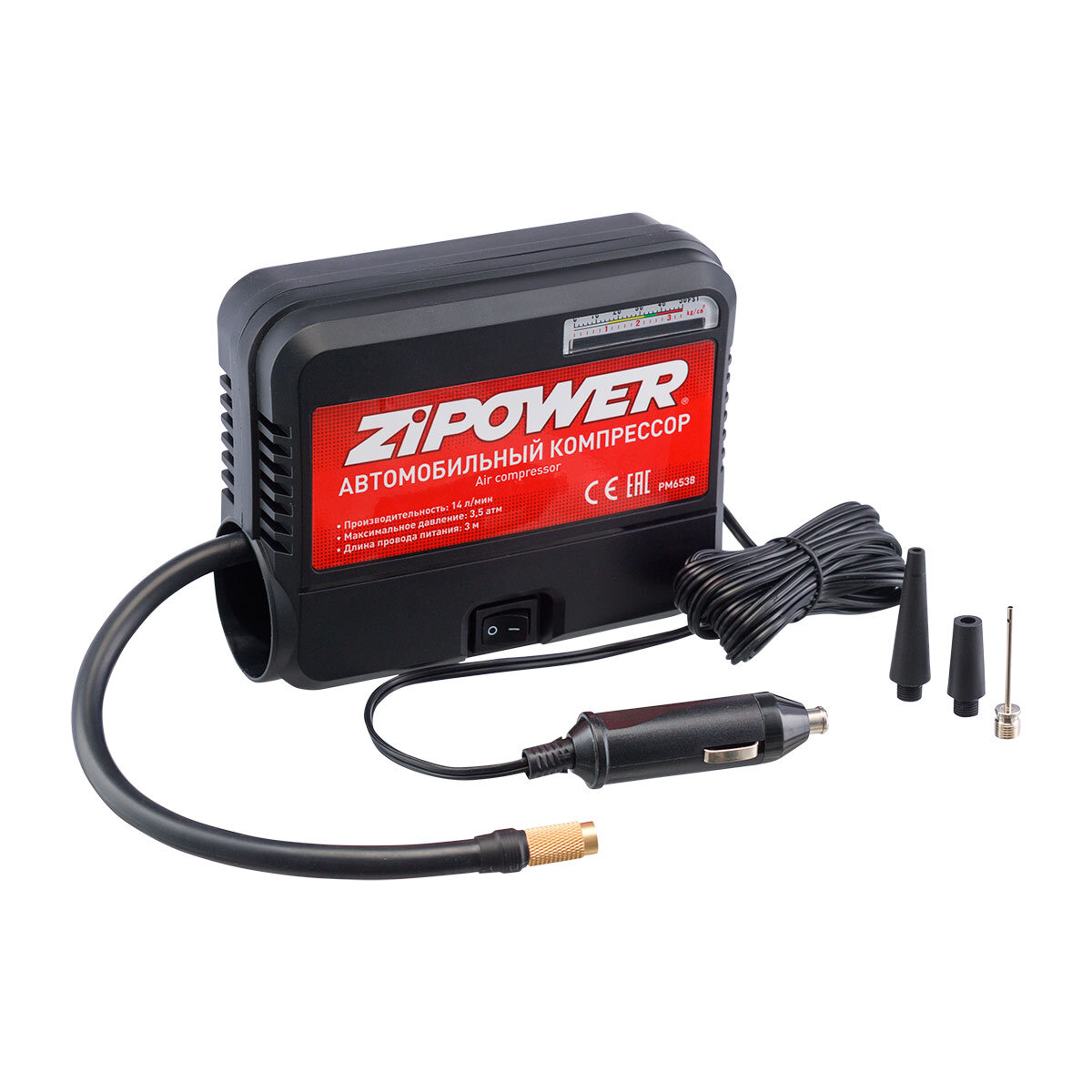 Портативный автомобильный компрессор 14 л/мин ZiPOWER PM6538
