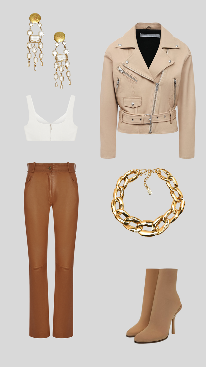 Винтажные кожаные брюки Dior, цепь YSL, клипсы-люстры из коллекции VintageDream