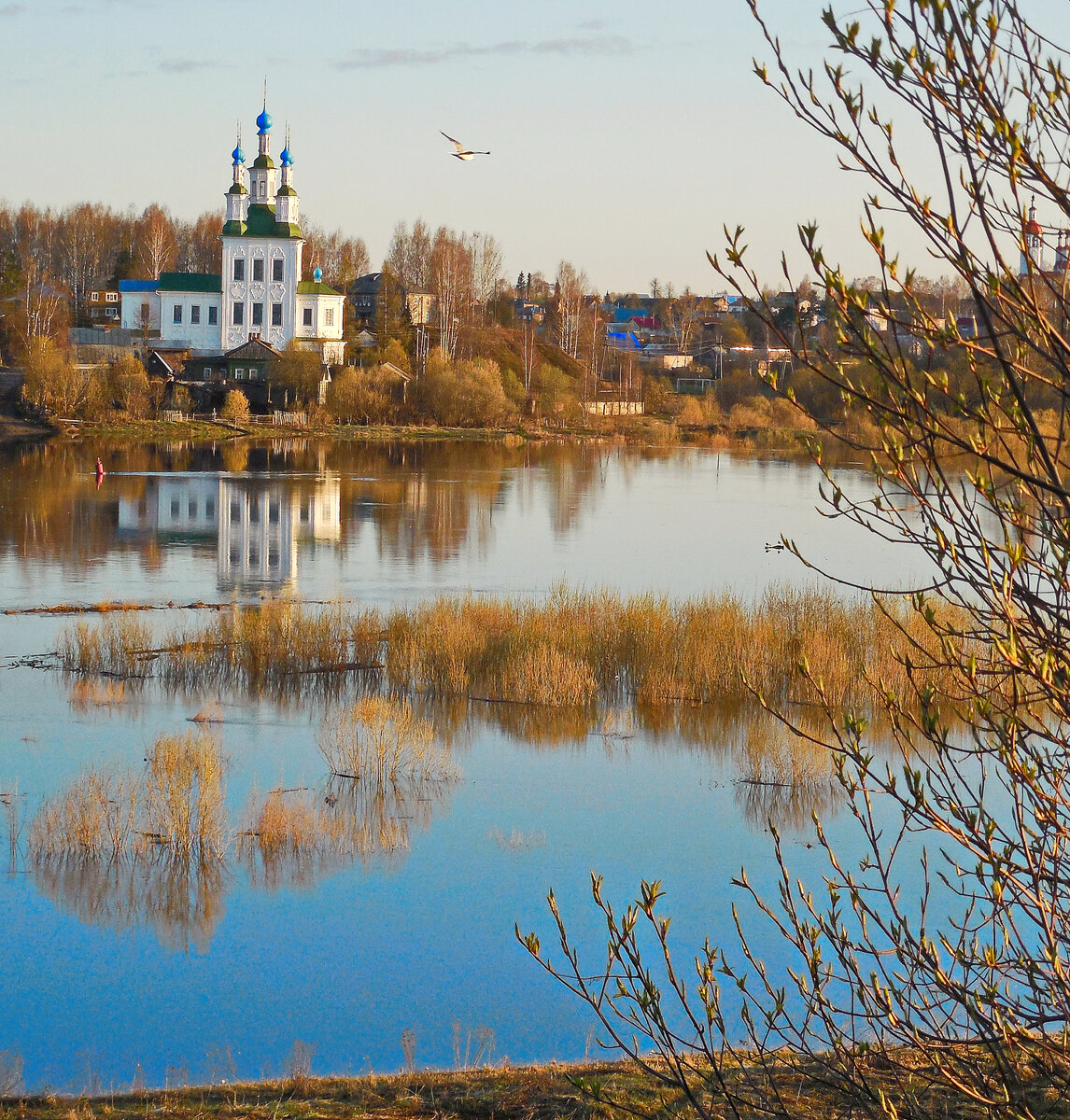 Половодье на реке Сухоне в Тотьме. Фото Натальи ТРОФИМОВОЙ.