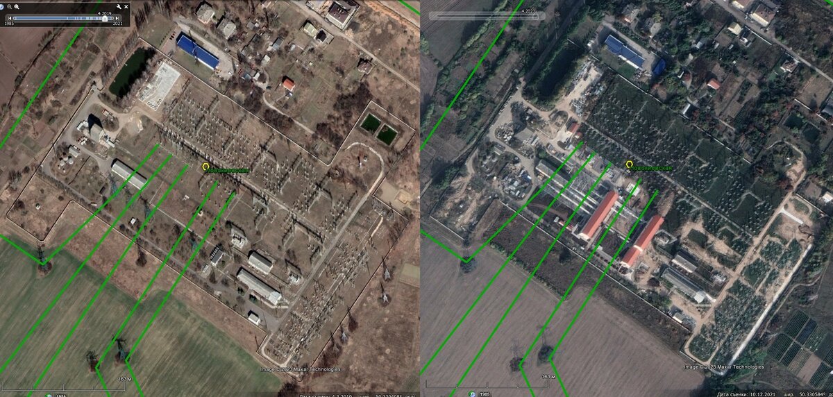 ПС 330/110 кВ Новокиевская (апрель 2019 и февраль 2022). Построены КРУЭ 330 и 110 кВ с ОПУ