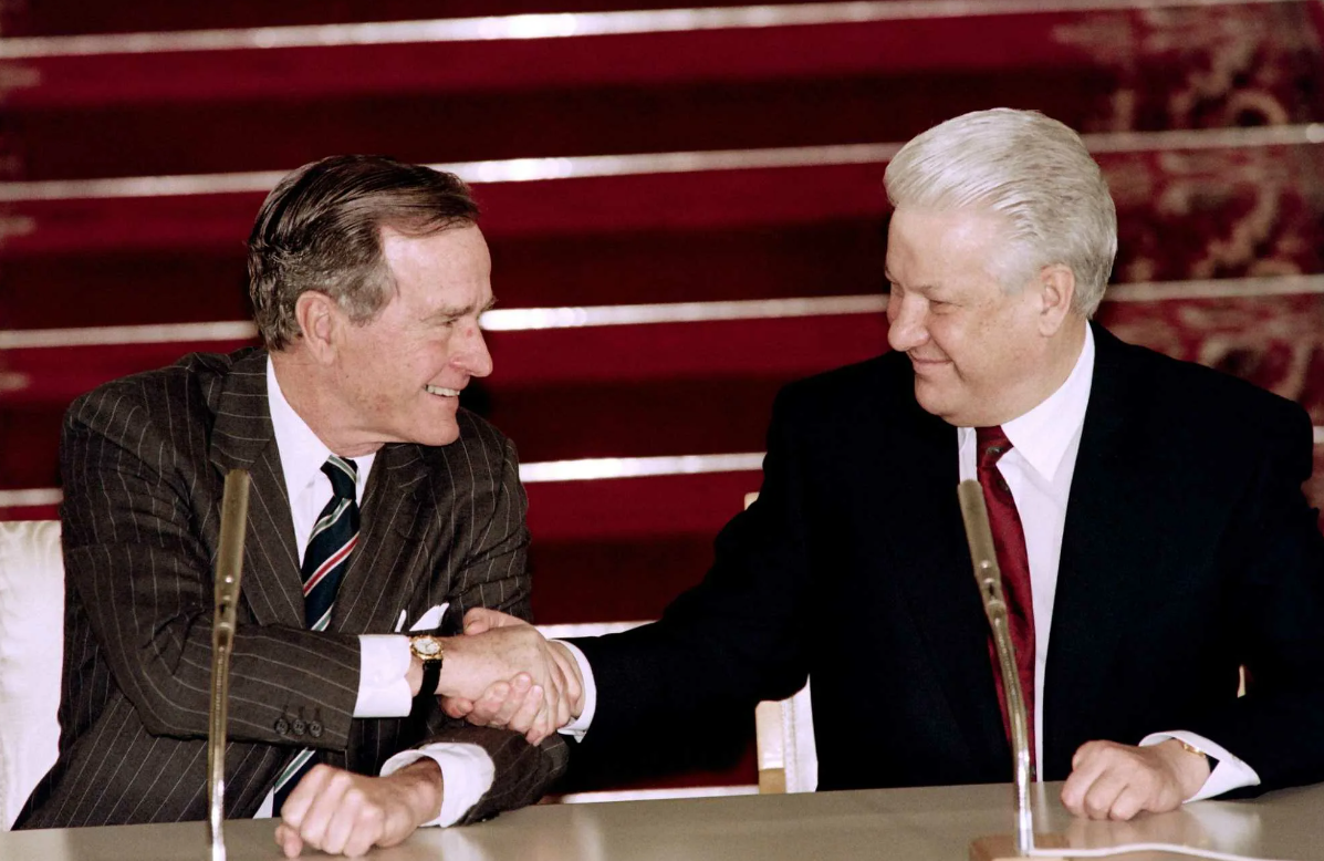 Ельцин и Джордж Буш старший