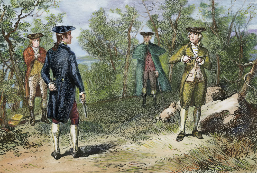 Дуэль в присутствии секундантов.