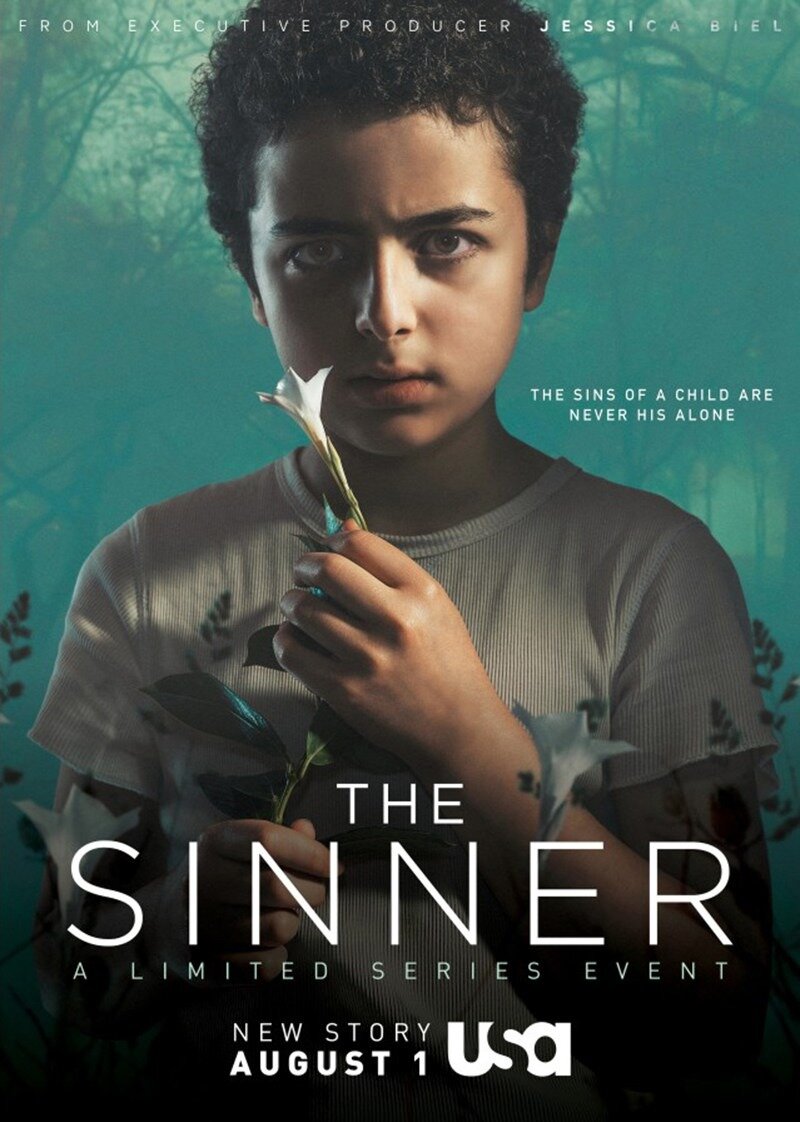 Грешница / The Sinner ( 2017 ) 
Жанры детективного триллера и психологической драмы востребованы последние два года как никогда. Держа нос по ветру канал USA Network представил миру "Грешницу" с Джессикой Бил и Биллом Пулманом о причинах и скрытых мотивах , побудивших любящую мать и жену устроить поножовщину на пляже с летальным исходом. Великолепный сюжет , крепкий саспенс , отменная актерская игра и вереница хитросплетенных сюжетных твистов обеспечили проекту феноменальный успех что в свою очередь объясняет причины разработки продолжения , несмотря на законченный сюжет. Второй сезон по духу довольно схож с оригиналом, представляя похожую по таинственности историю двойного убийства , совершенного ребёнком , но разбрасываясь вниманием на богатое обилие актуальных сегодня тем , среди которых исследование темы сект , сексуальные домогательства , психологические травмы детства , проблемы сексуальных меньшинств и трудности материнства, проекту попросту не удаётся сконцентрироваться на детективной составляющей и поддерживать оптимальный градус саспенса , способный потягаться с оригиналом. Тривиальный финал это лишь подтверждает. 