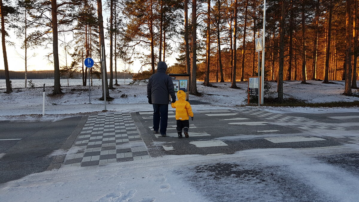 Посмотрите какой прекрасный пешеходный переход от парковки! В нем идеально все.