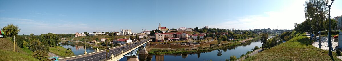 Неумелая панорама на центр города... Гродно, Солнце, Неман.