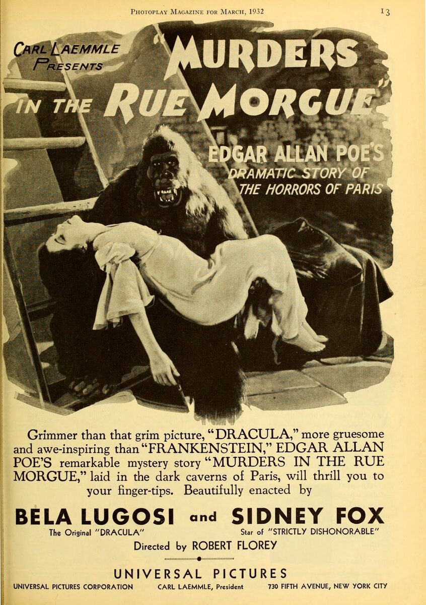 Это постер к фильму "Убийство на улице Морг", 1932 год. 