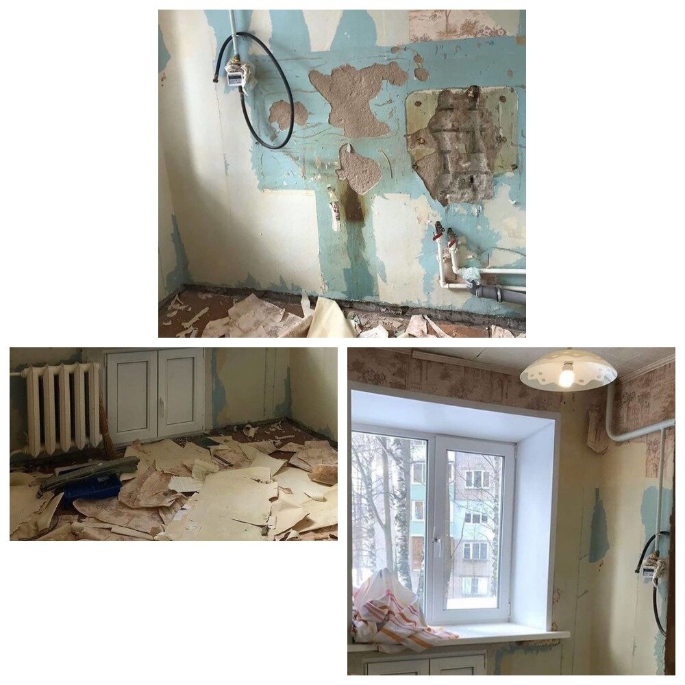 Так было. Оцените проделанную работу. Обратите внимание, где ввод газовой плиты и мойка.