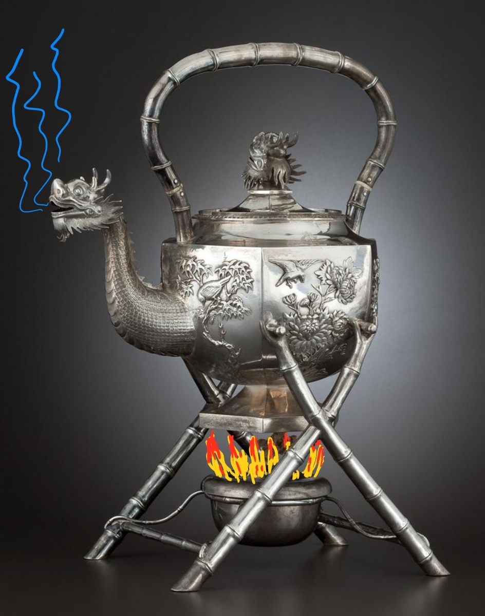 Китайский чайник с внешним источником тепла