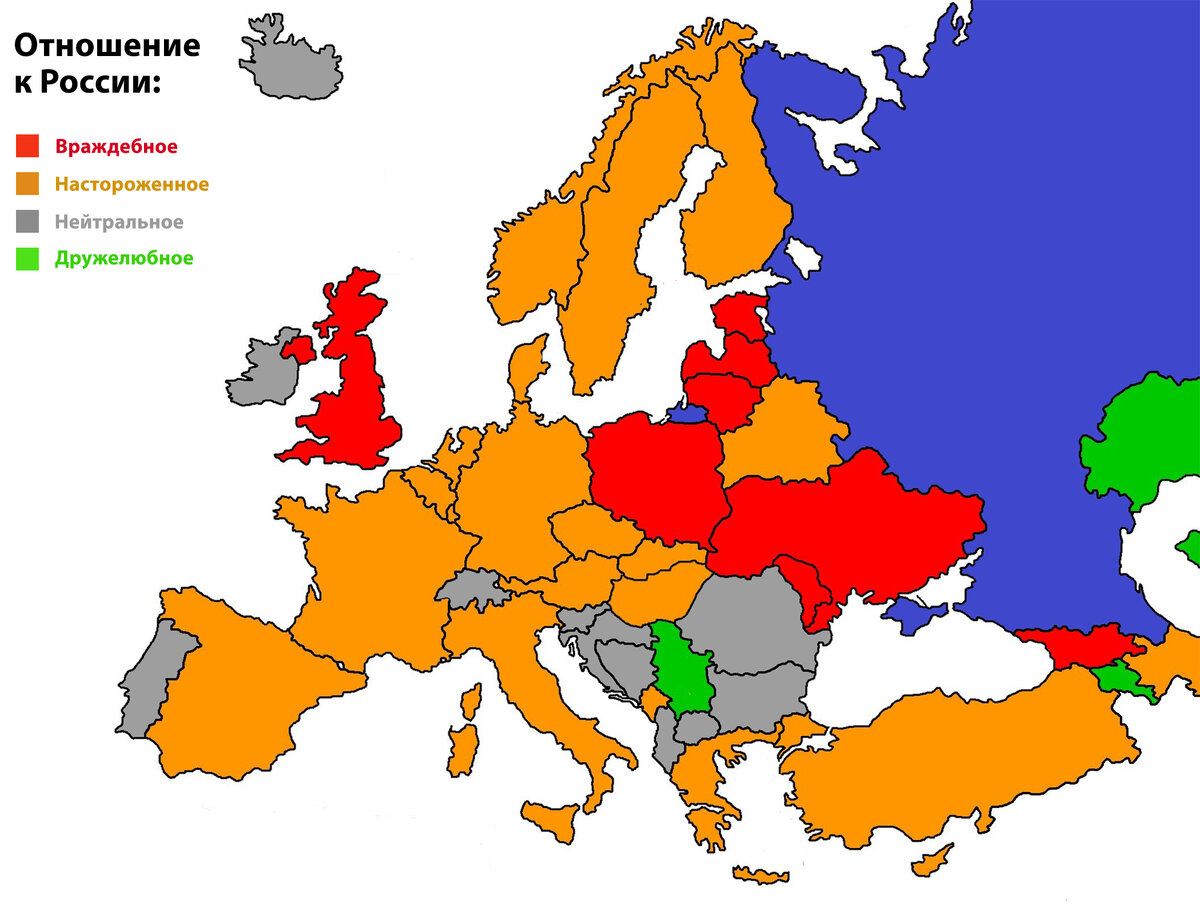 Карта россии и европы 2022