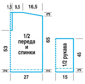 Выкройка пуловера крупной вязкой