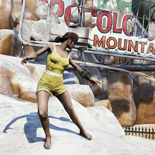 Девушка в желтом купальнике - скриншот из игры Fallout 76