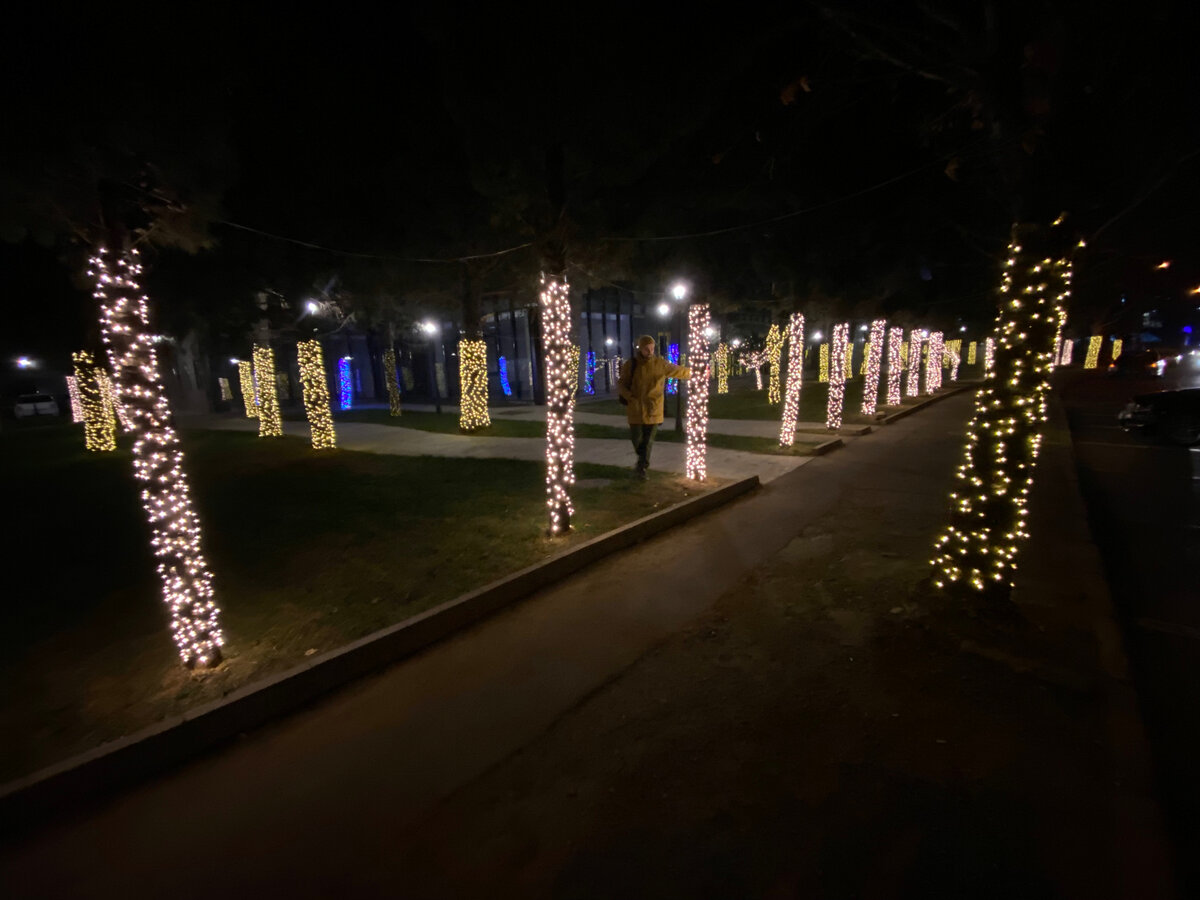 вечерняя аллея перед нашим домом в Тбилиси, район Дигоми