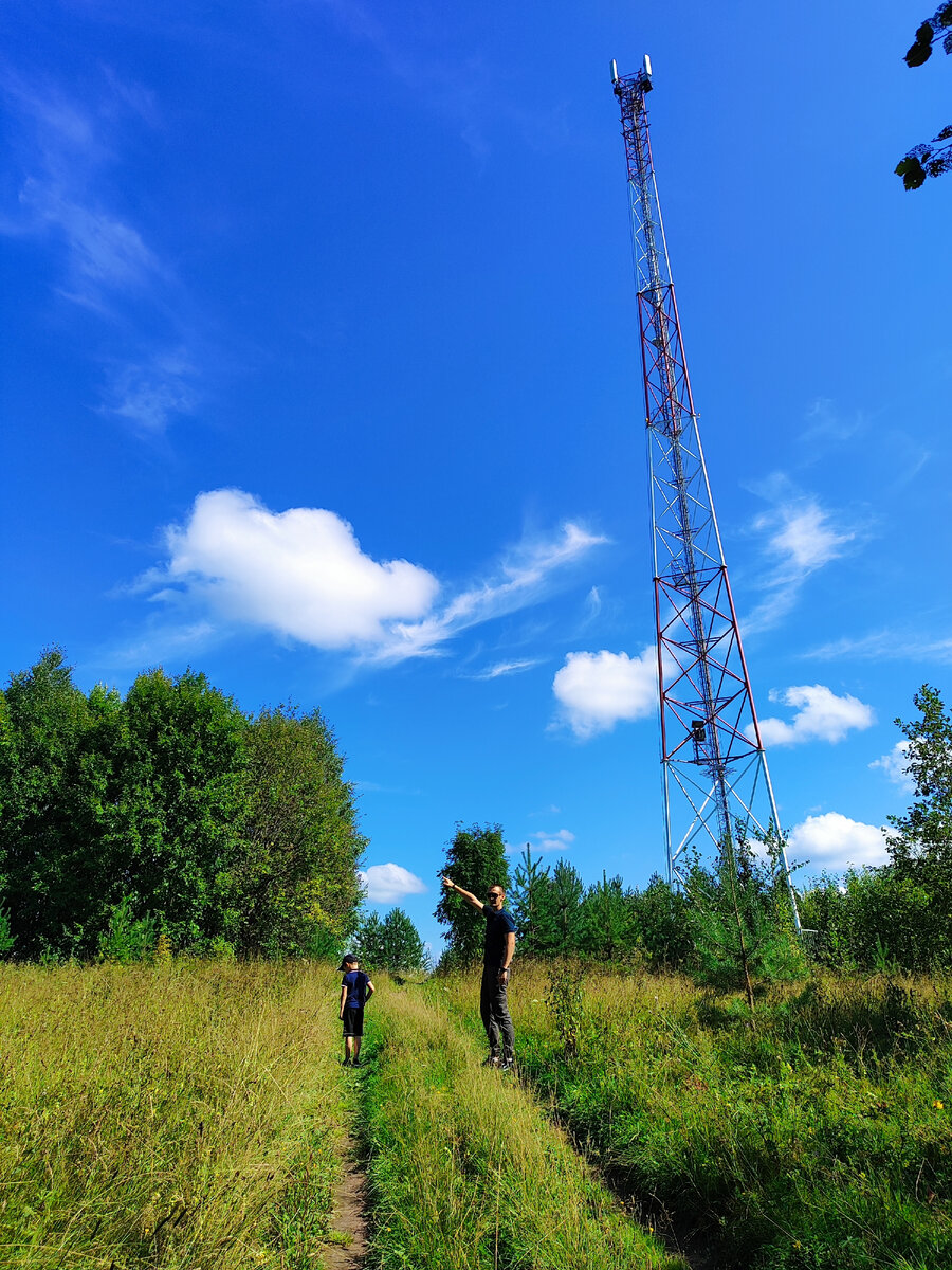 Фото с поездки в деревню. Заросло поле, где мы играли с ребятами в футбол. А появления мобильной связи в деревне мы ждали как из печи пирога (на фото вышка Теле2) 