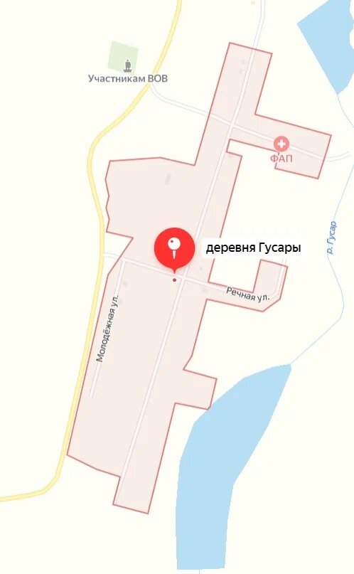 Деревня Гусары на карте 