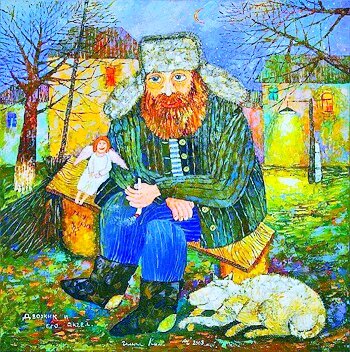 Художник - Галина Ким "Дворник и его ангел". Картинка из инета 