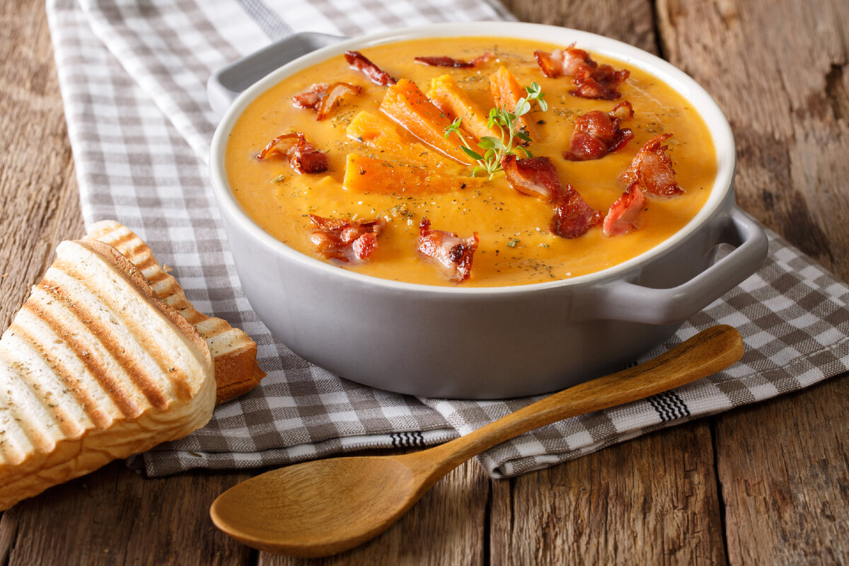 Суп с тыквой на курином бульоне - Пошаговый рецепт с фото | Первые блюда