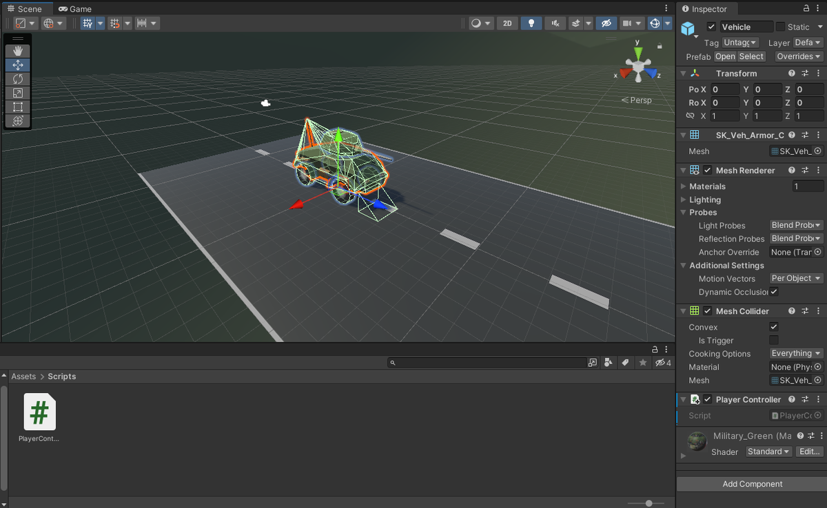 PlayerController в поле Inspector