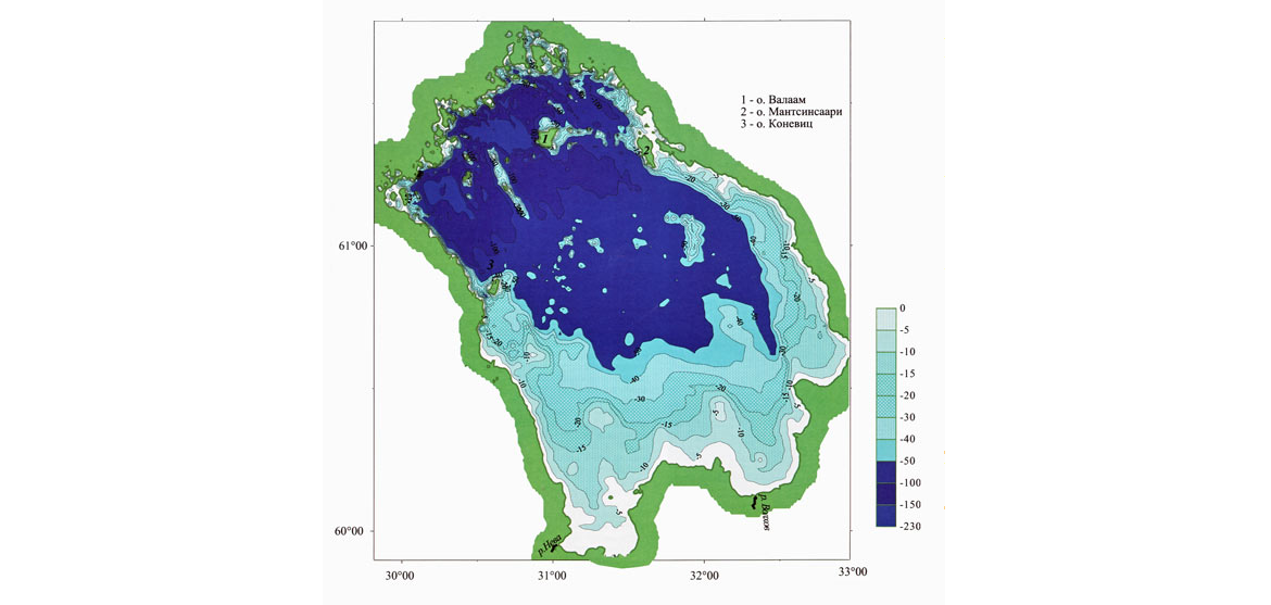 Карта глубин ладожского озера 2016
