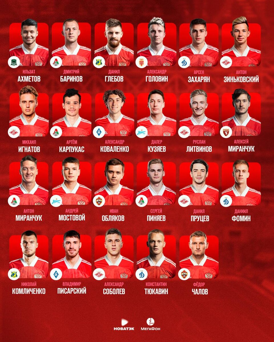 Состав сборной России. Фото - РФС.