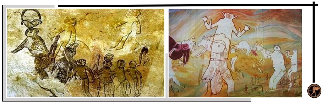 Примеры росписи Тассилин. Плато в юго-восточной части Алжира. Там обнаружено множество интересных петроглифов. Даже просто просматривать их интересно. Не поленитесь, поищите на просторах сети.