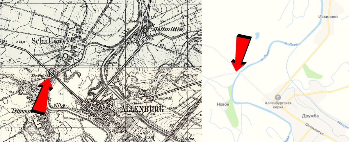 Карты Восточной Пруссии и Калининградской области с указанием локации.