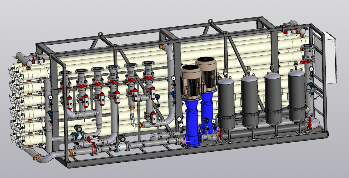 Станция обратного осмоса в блочно модульном исполнении.