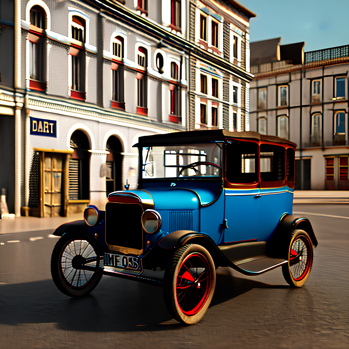 Форд модель-Т на фоне города