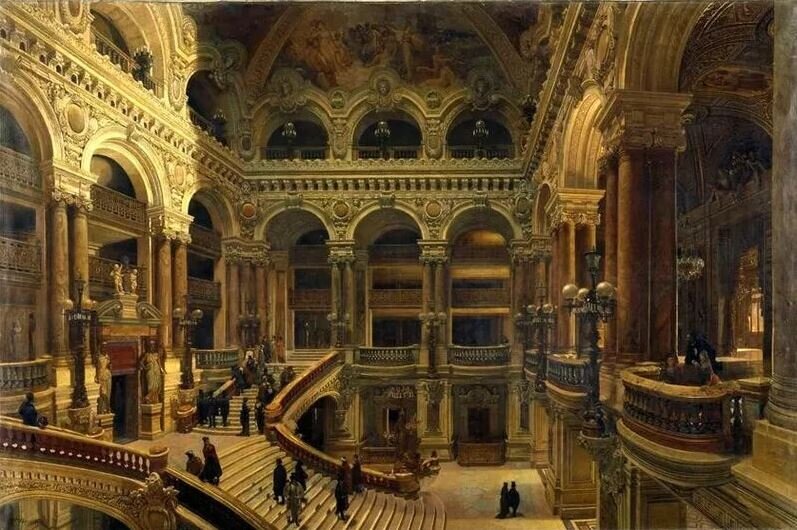 Opera Garnier. Париж. Франция. XIX век. Иллюстрация взята из свободных источников на просторах Интернета