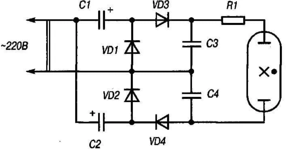 Схема запуска сгоревших газоразрядных ламп